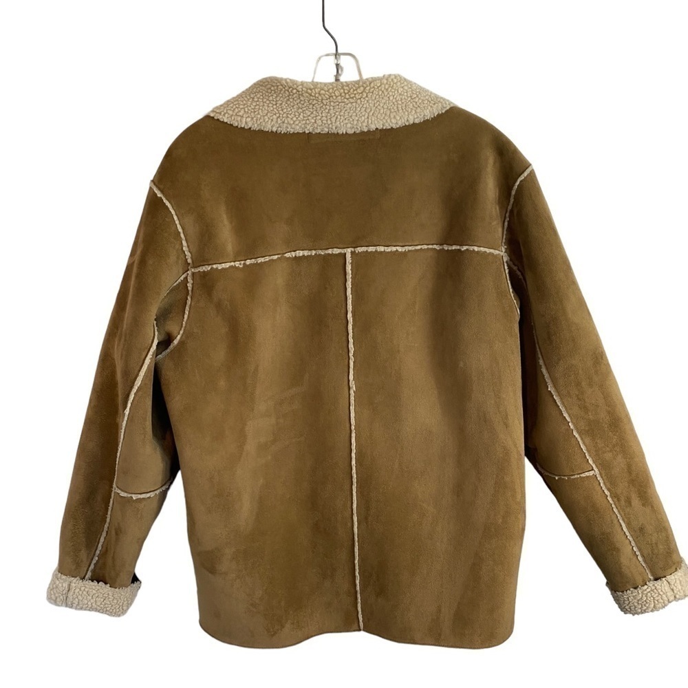 Vintage 1960s Groggy Vegan Beige Suede Jacket with Tan Sherpa Mens Sm - Picture 2 of 15